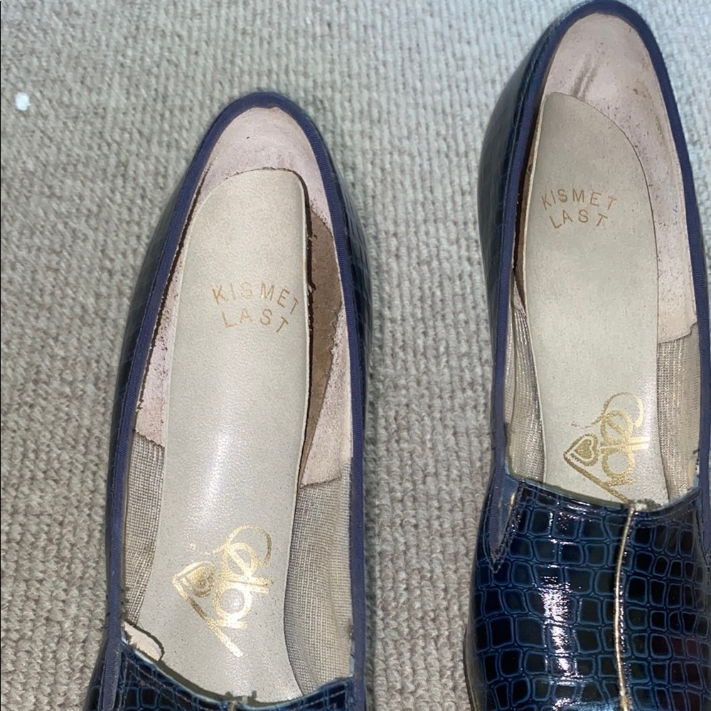Vintage Elegant Blue Alligator Patterned Women's Shoes with heel No Size - Picture 8 of 15